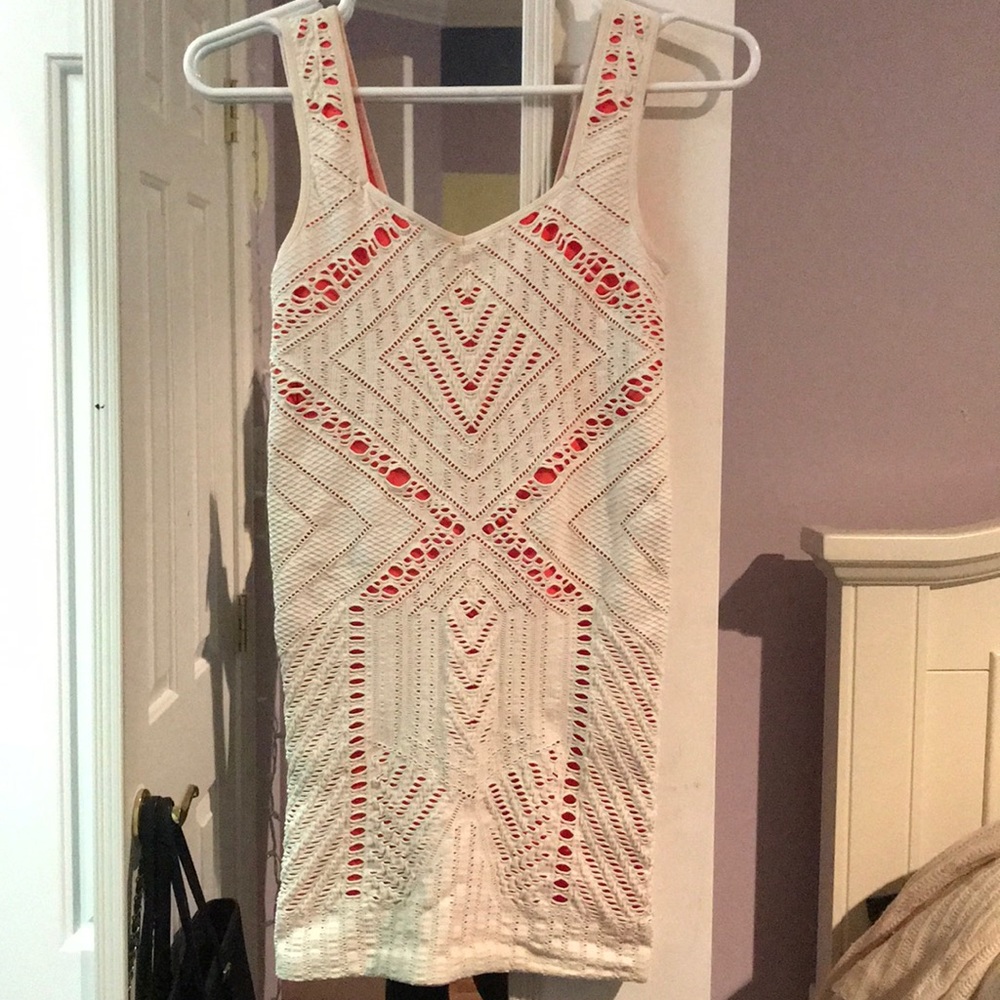 Free People Coral & White bodycon dress size xs/s